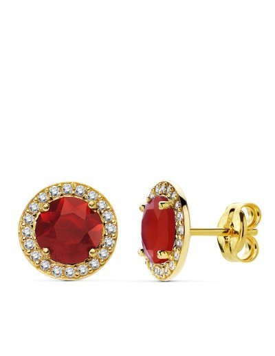18K PENDIENTES PIEDRA ROJA...