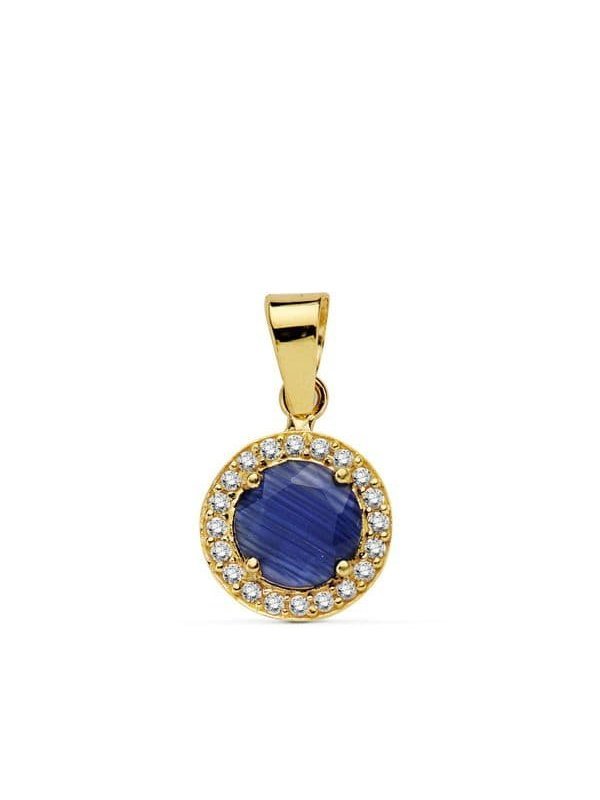 18K COLGANTE PIEDRA AZUL 9 MMCIRCONITAS