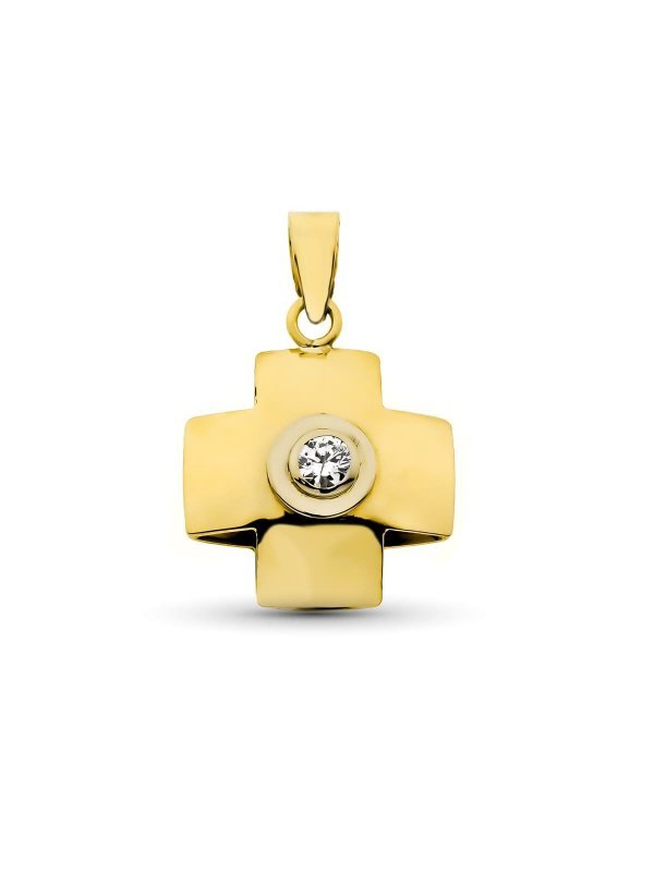 18K CRUZ ORO AMARILLO CON CIRCONITA...