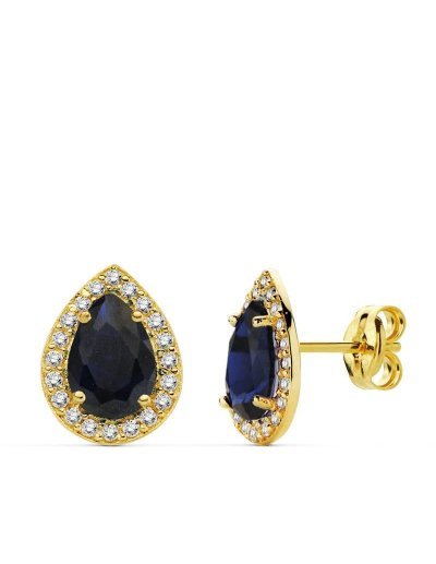 18K PENDIENTES PIEDRA AZUL...