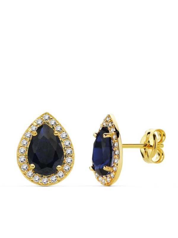 18K PENDIENTES PIEDRA AZUL...