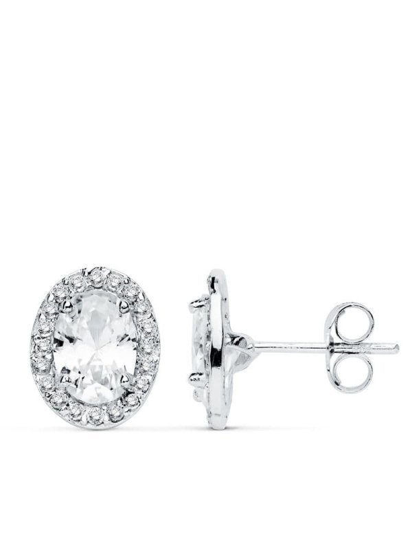 18K PENDIENTES ORO BLANCO OVAL...