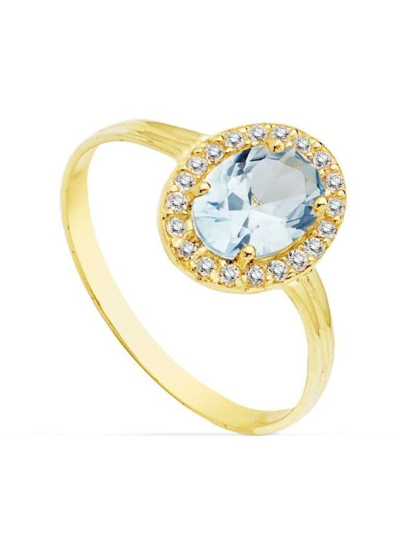 18K SORTIJA PIEDRA AZUL CLARO OVAL...