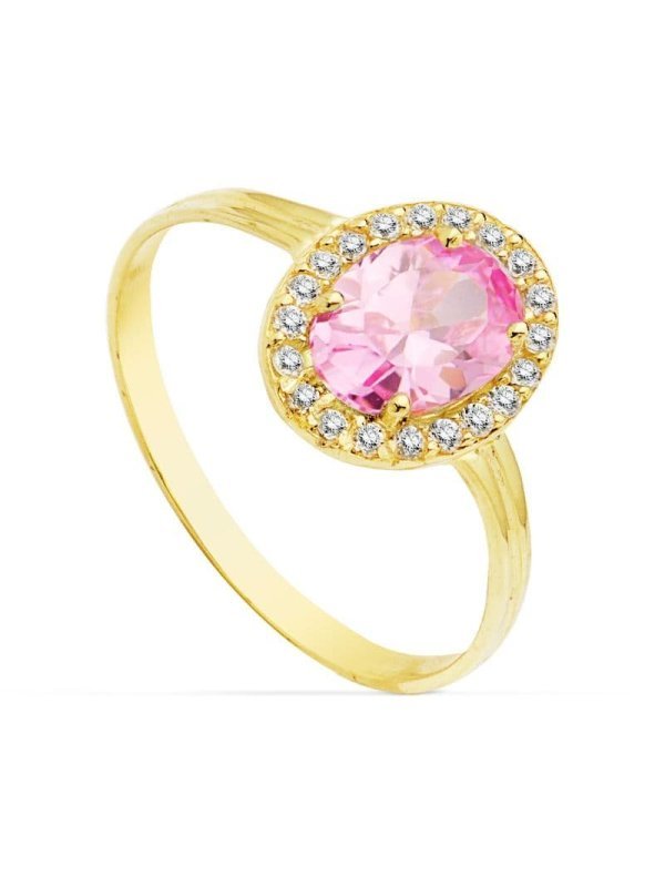 18K SORTIJA OVAL P.ROSA CIRCONITAS...