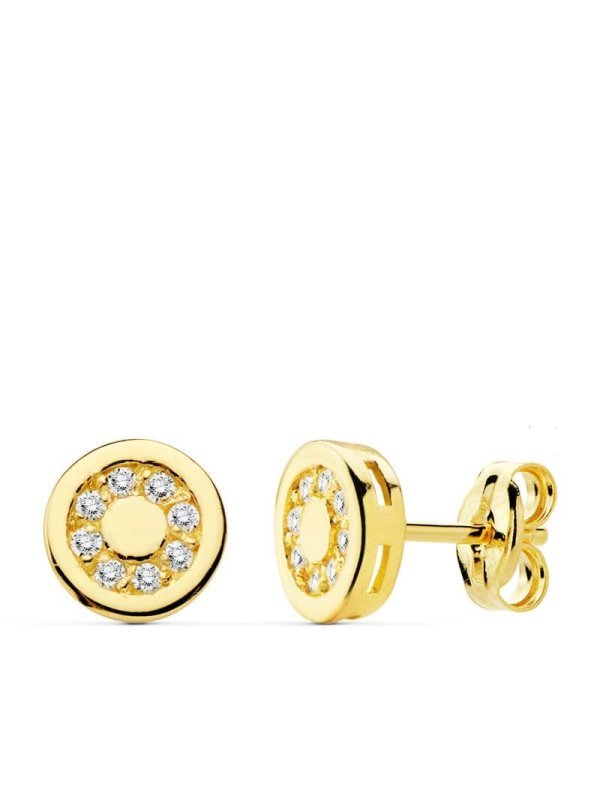 18K PENDIENTES REDONDOS CIRCONITAS 7 MM