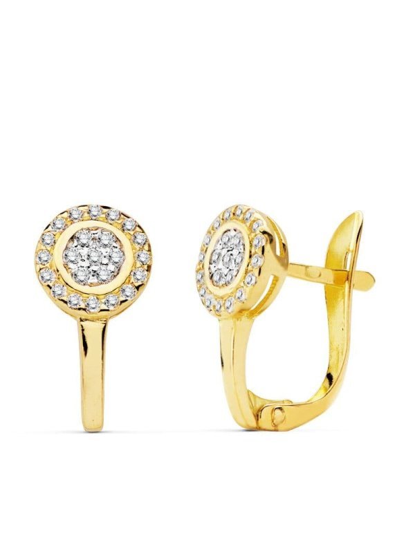 18K PENDIENTES BICOLOR CIRCONITAS...