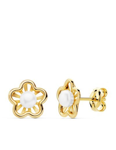 18K PENDIENTES FLOR 8X7 MM...