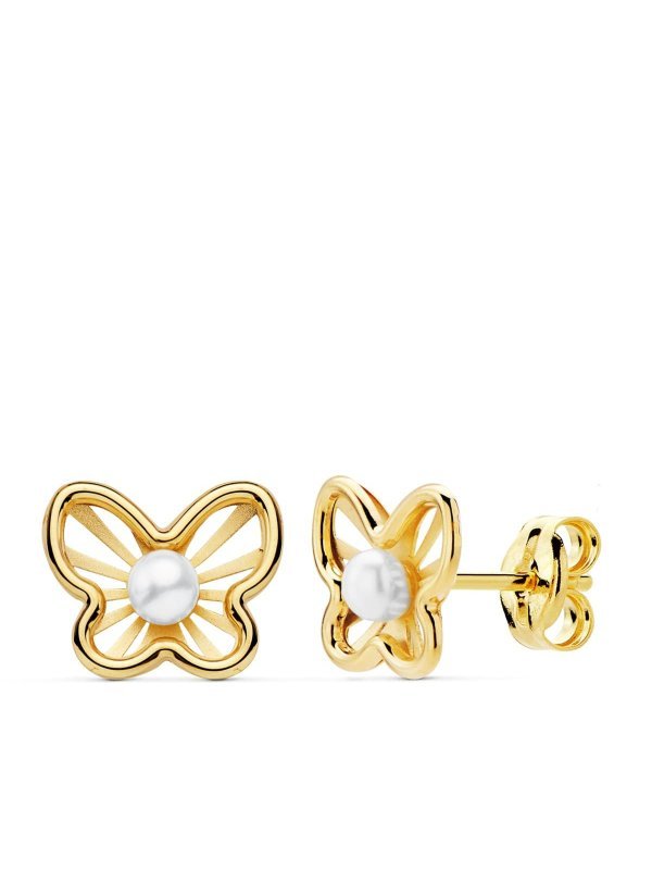 18K PENDIENTES MARIPOSAS 9X7 MM...