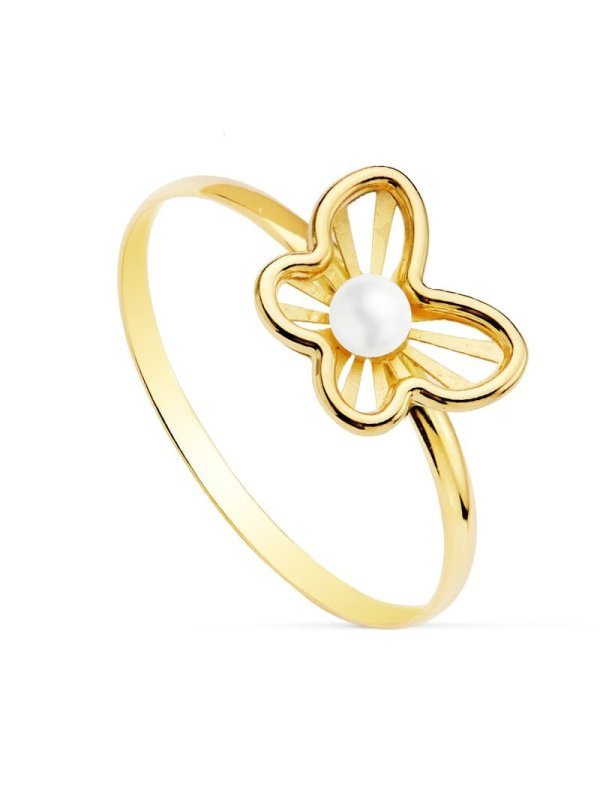 18K SORTIJA MARIPOSA PERLA 2.5 MM