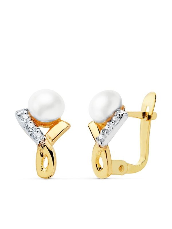 18K PENDIENTES BICOLOR CIRCONITAS...