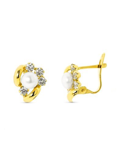 18K PENDIENTES PERLA 5 MM Y...