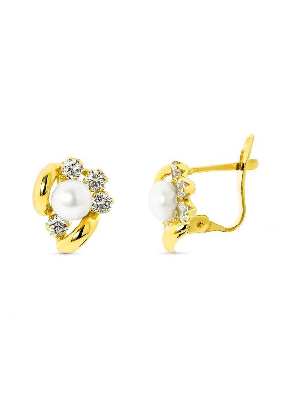 18K PENDIENTES PERLA 5 MM Y...