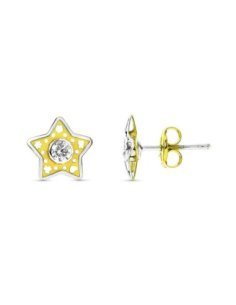 18K PENDIENTES ORO BICOLOR...