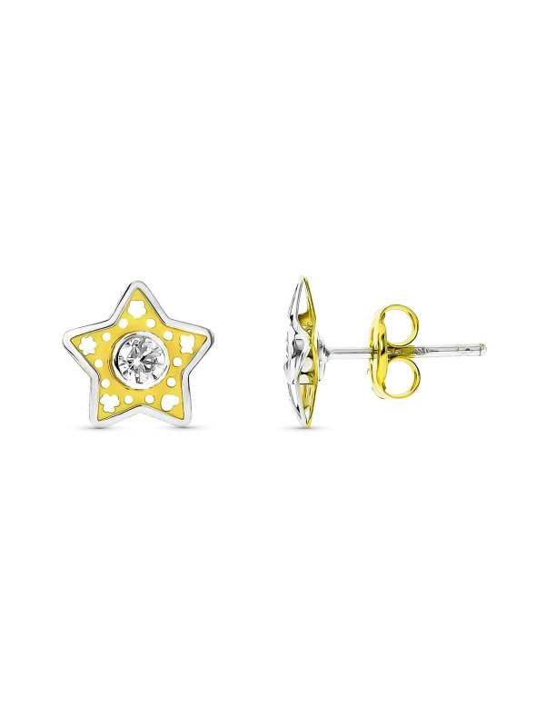18K PENDIENTES ORO BICOLOR COMUNION...