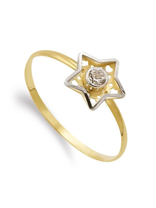 18K SORTIJA ORO BICOLOR ESTRELLA Y...