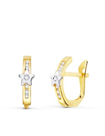 18K PENDIENTES ORO BICOLOR...