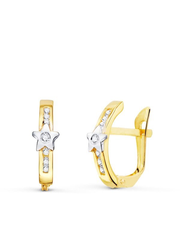 18K PENDIENTES ORO BICOLOR ESTRELLAS...