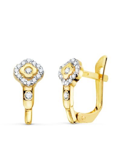 18K PENDIENTES ORO BICOLOR...