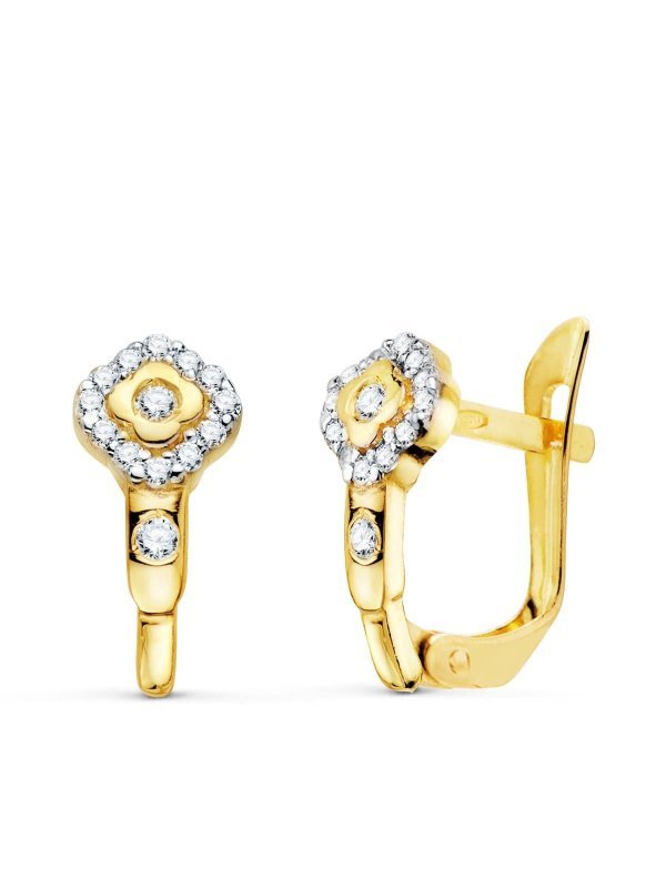 18K PENDIENTES ORO BICOLOR ROMBO CON...