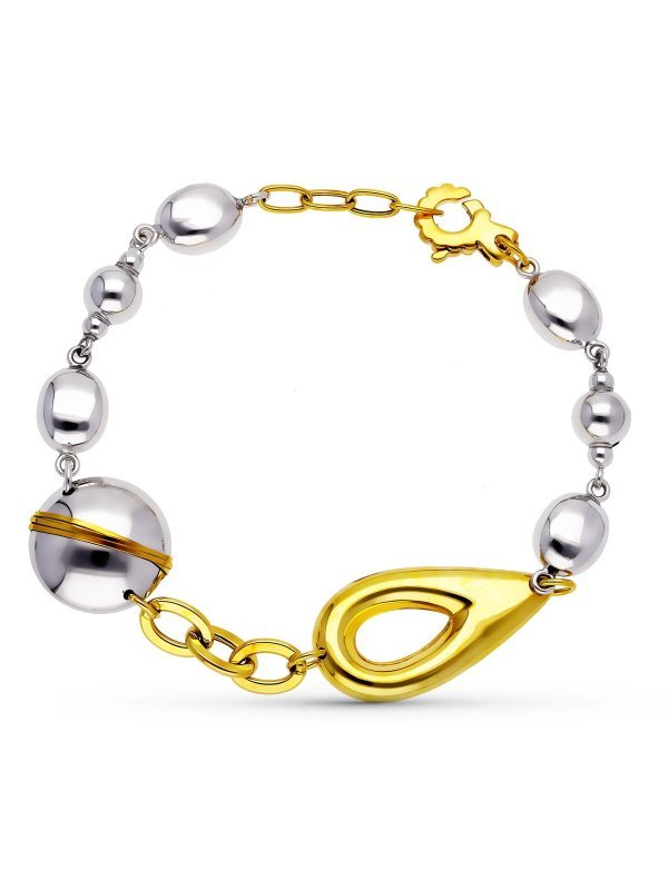 18K PULSERA ORO BICOLOR BOLAS