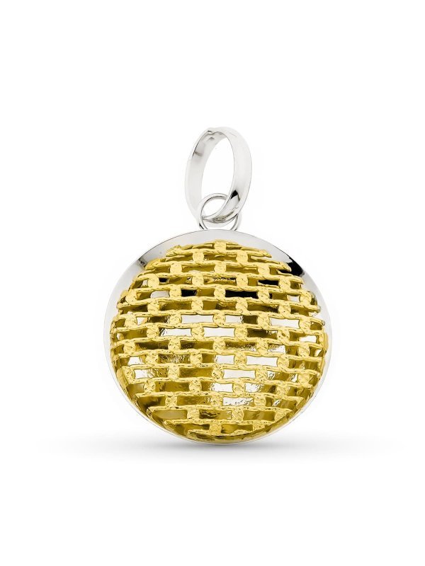 18K COLGANTE ORO BICOLOR REDONDO MALLA