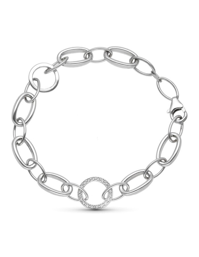 18K PULSERA ORO BLANCO ESLABON OVAL Y...