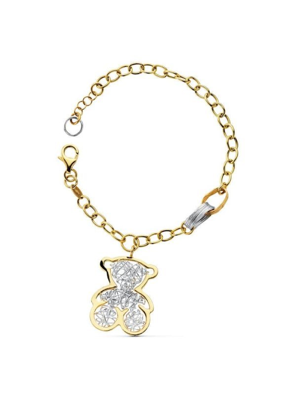 18K PULSERA BICOLOR OSO 21.5CM