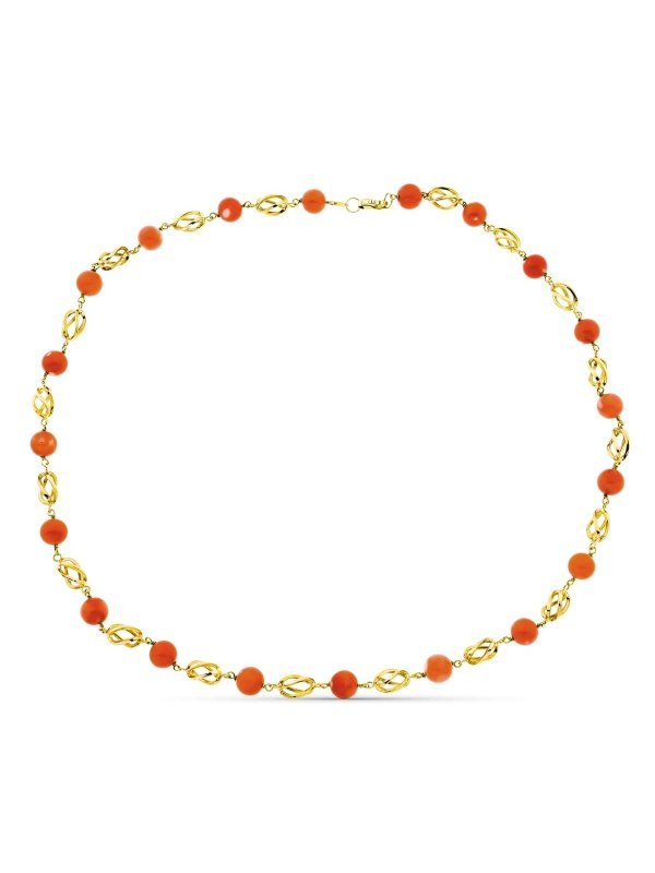 18K COLLAR ORO AMARILLO JAULA CORAL...