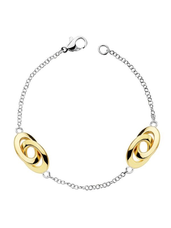 18K PULSERA HUECA BICOLOR 19 CM