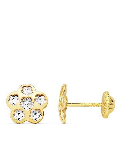 18K PENDIENTES TREBOL ORO...