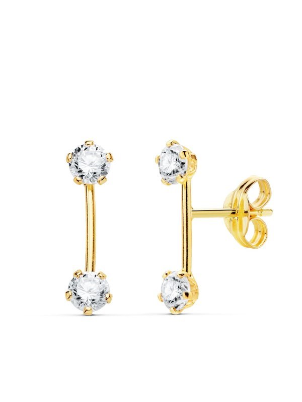 18K PENDIENTES CIRCONITAS BARRA 13X3MM