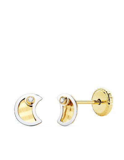 18K PENDIENTES LUNA ORO...