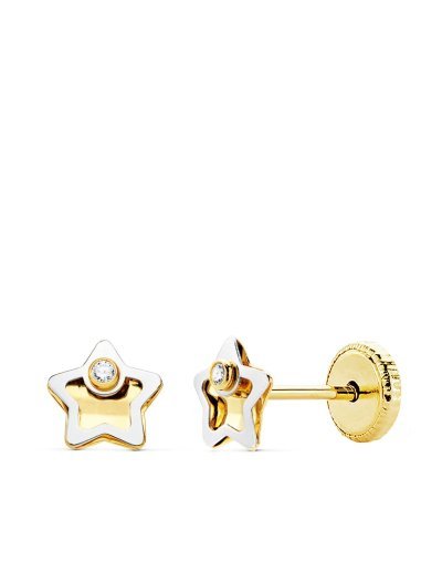 18K PENDIENTES ORO BICOLOR...