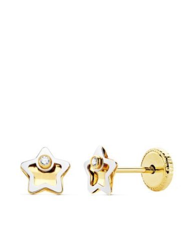 18K PENDIENTES ORO BICOLOR ESTRELLA...