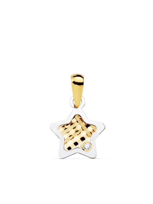 18K COLGANTE ESTRELLA BICOLOR 10X10 MM