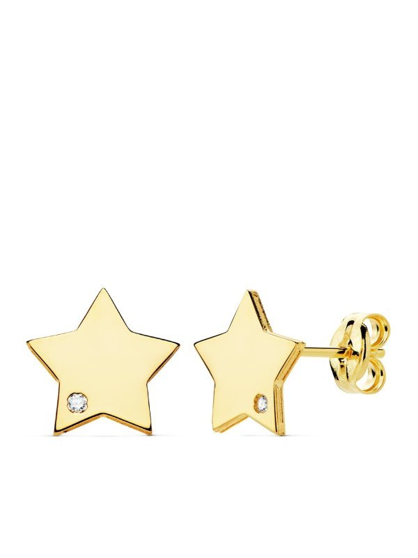 18K PENDIENTES ESTRELLA CIRCONITAS...