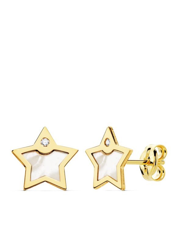 18K PENDIENTES ESTRELLA NACAR Y...