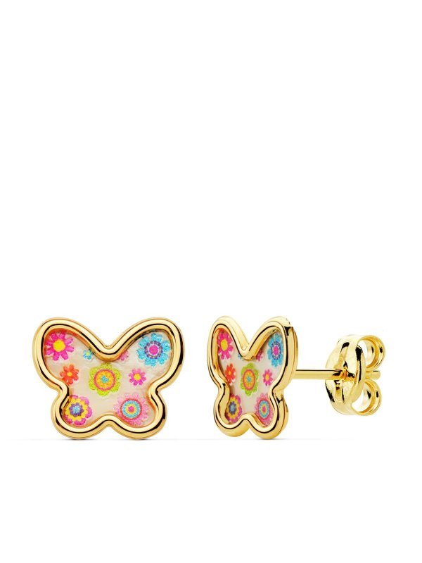 18K PENDIENTES MARIPOSAS NACAR...