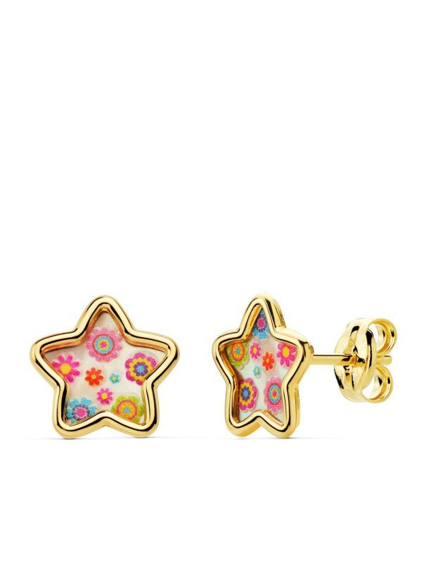 18K PENDIENTES ESTRELLA NACAR...