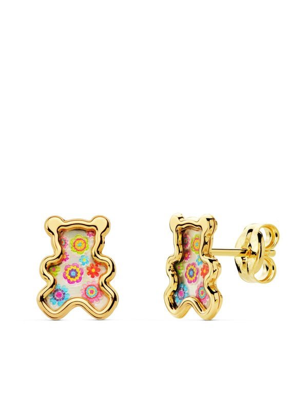 18K PENDIENTES OSOS NACAR COLORES....