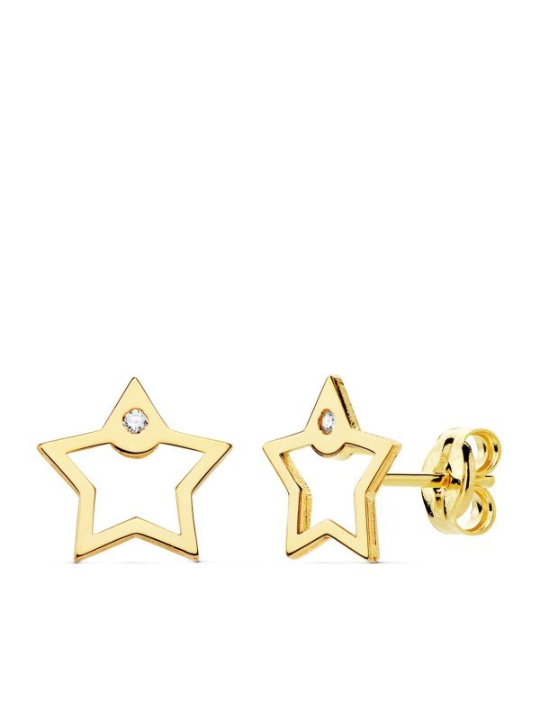 18K PENDIENTES ESTRELLAS CIRCONITAS...
