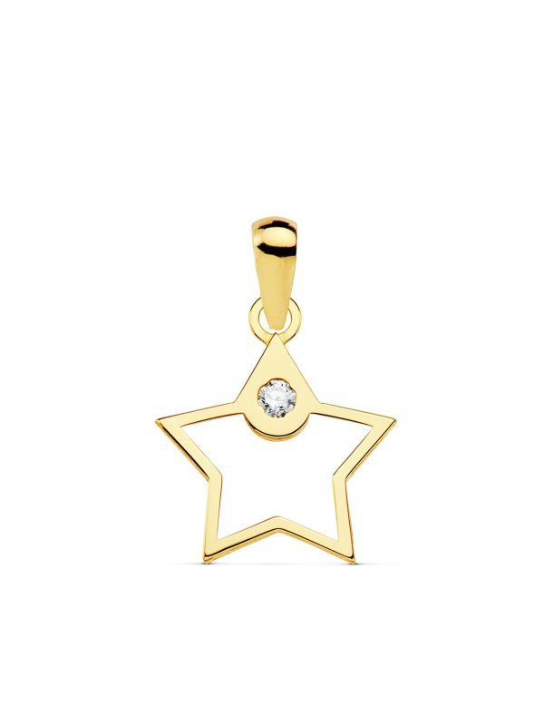 18K COLGANTE ESTRELLA CIRCONITA 12X12 MM