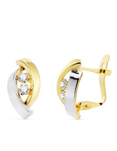 18K PENDIENTES ORO BICOLOR...
