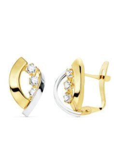 18K PENDIENTES ORO BICOLOR...