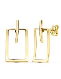 18K PENDIENTES RECTANGULO Y...