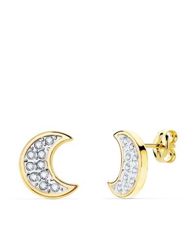 18K PENDIENTES ORO BICOLOR...