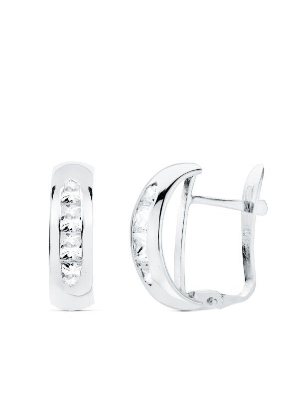 18K PENDIENTES ORO BLANCO BANDA...