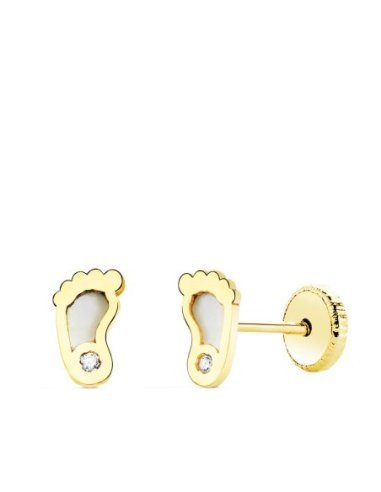 18K PENDIENTES ORO AMARILLO PIES CON...
