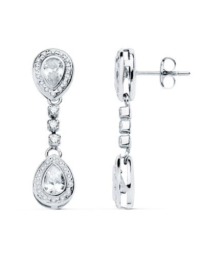 18K PENDIENTES ORO BLANCO Y...