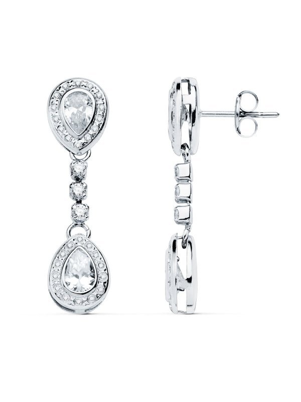 18K PENDIENTES ORO BLANCO Y...